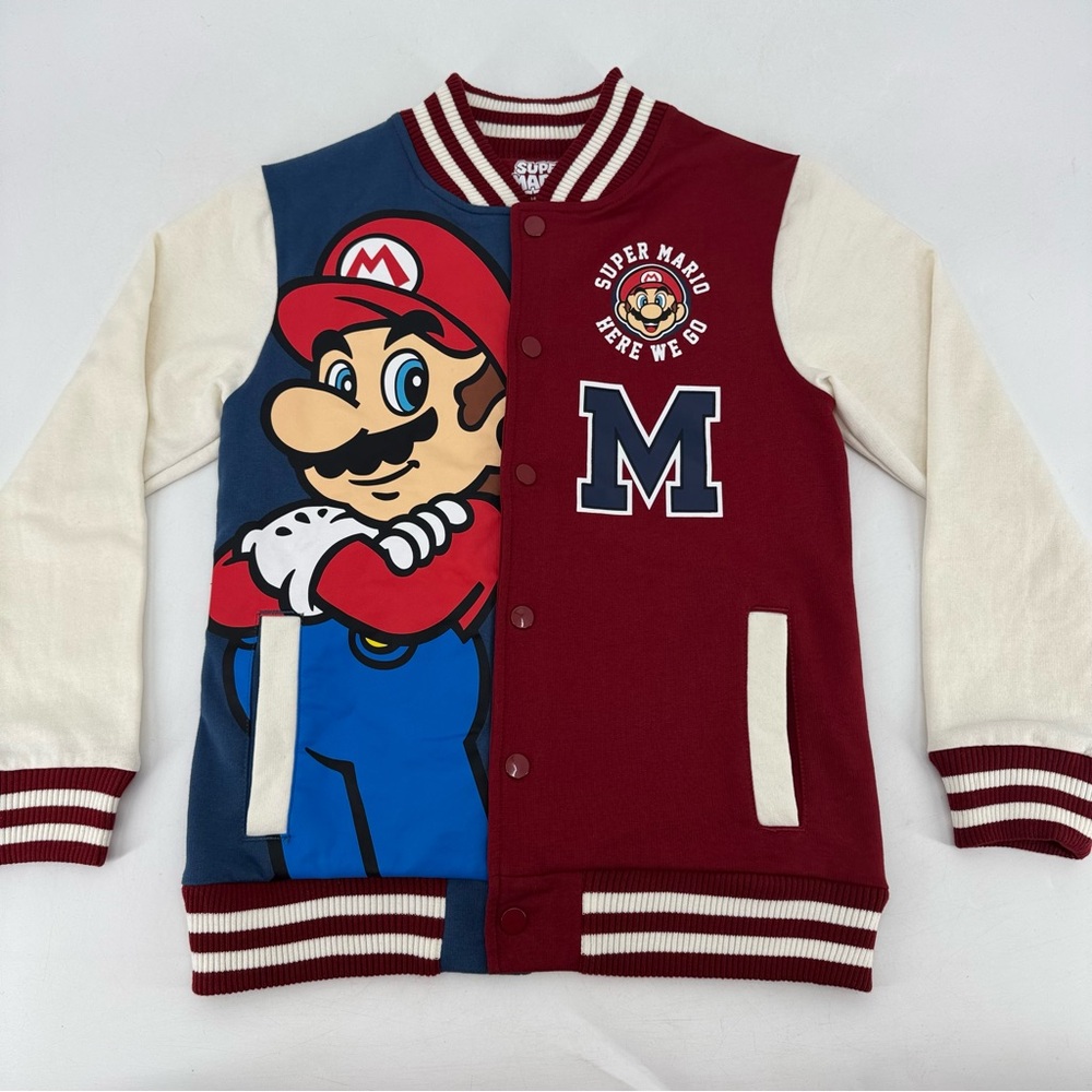 Nintendo Super Mario Boys Letterman Varsity Jacket